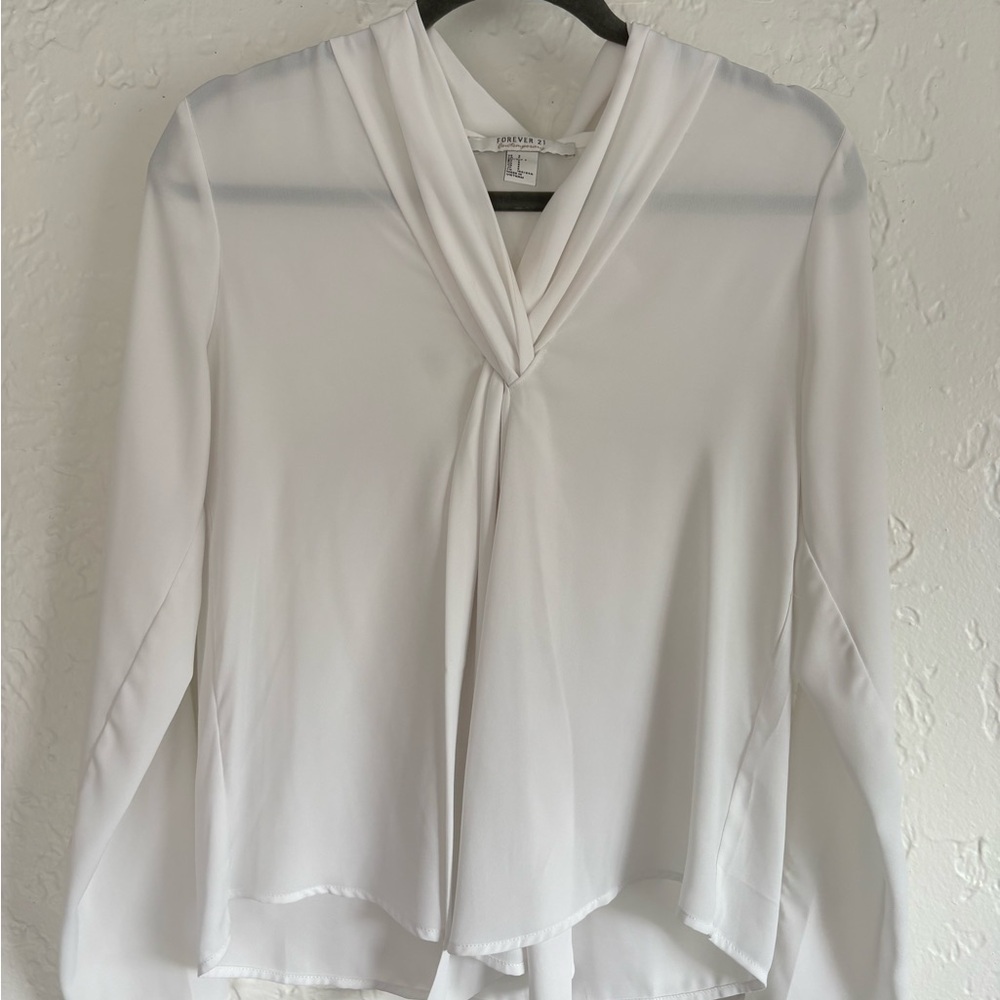 Forever 21 White Draped Blouse